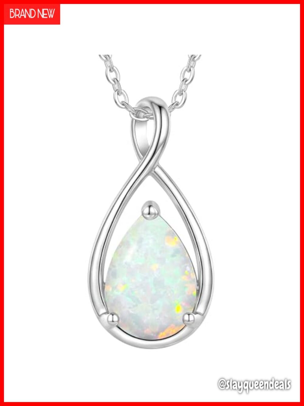 Sterling Silver Infinity Pendant Necklace Created Opal